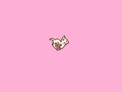 pixel art cat running on pink background